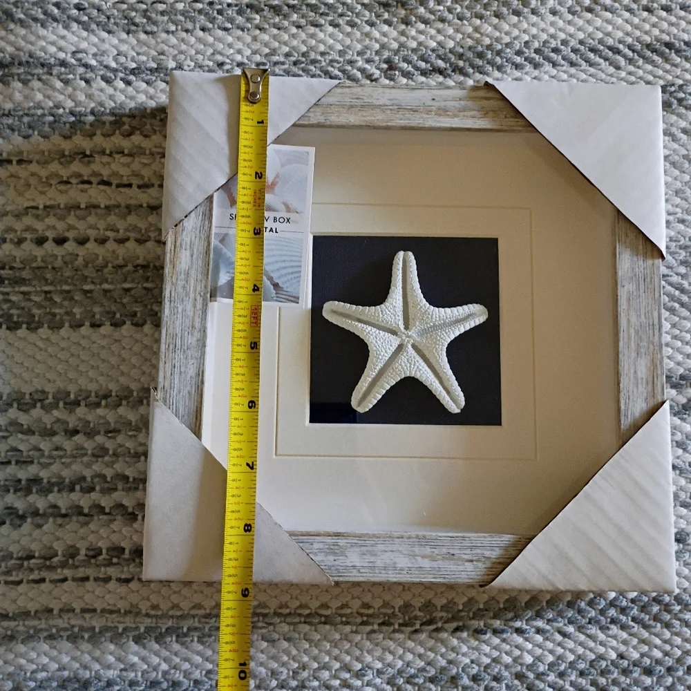 Adorable World Market White and Black Starfish Shadow Box - Picture 3 of 5